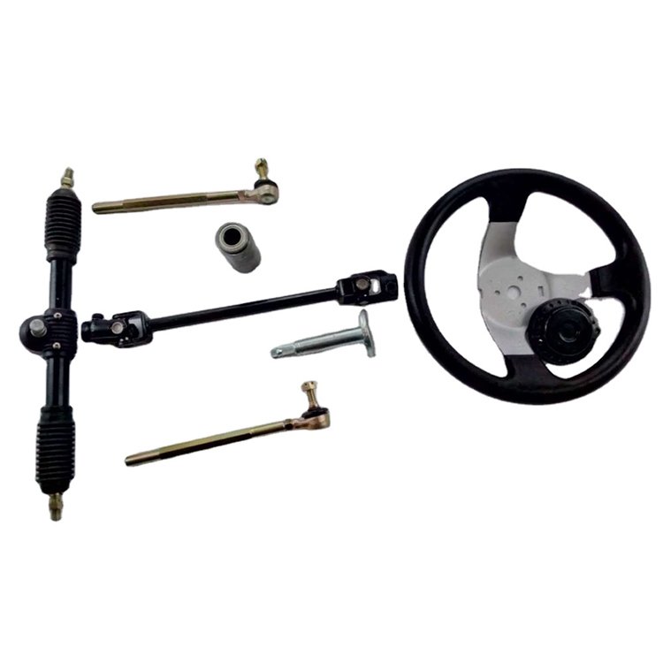 GO KART KARTING ATV UTV Buggy 32CM Steering Gear Rack Pinion U Joint Tie Rod With Steering Wheel