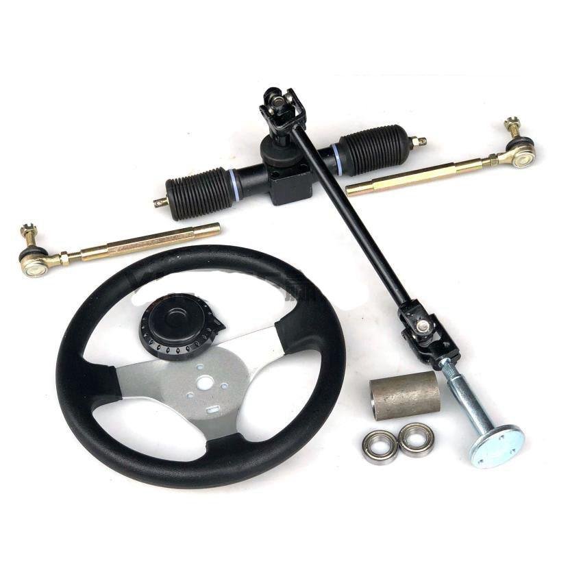GO KART KARTING ATV UTV Buggy 32CM Steering Gear Rack Pinion U Joint Tie Rod With Steering Wheel
