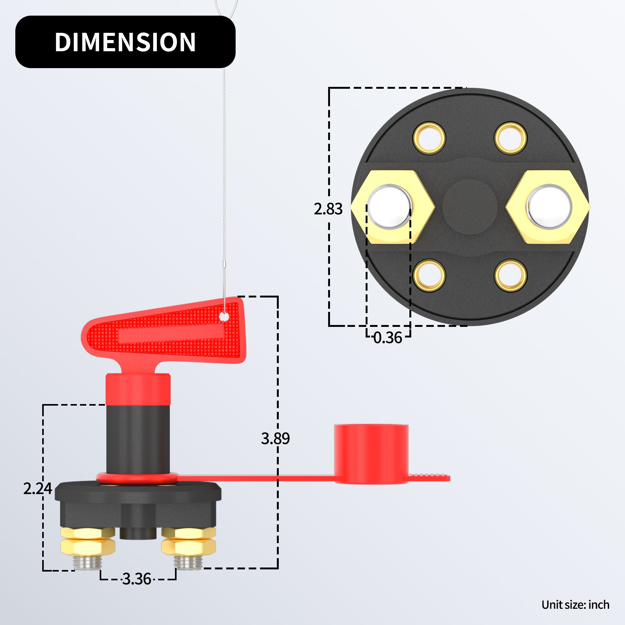 300A 12V 24V Battery Disconnect Switch M10 Battery Isolator Cut Off Power Kill Switch With Steel Wire for Marine Car ATV Truck