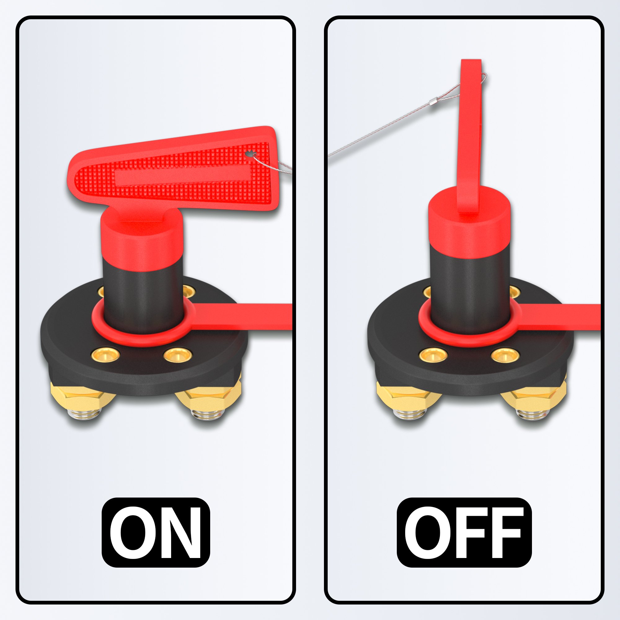 300A 12V 24V Battery Disconnect Switch M10 Battery Isolator Cut Off Power Kill Switch With Steel Wire for Marine Car ATV Truck