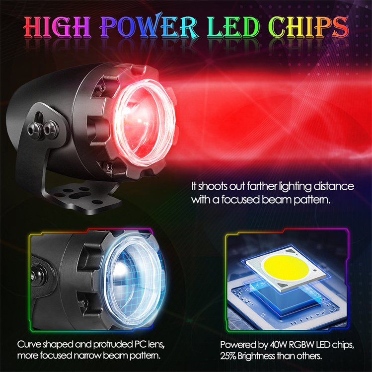 Nova Auto RGBW Color LED Whip Laser Spot Light New Condition Rocker Switch and Wireless Remote Control Made of Aluminium