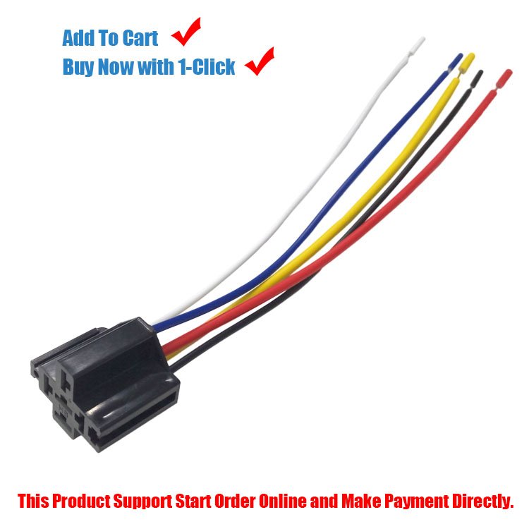 12V DC 5 Pin Relay Connector for Relay Atv Wiring Harness Harness Base Pigtail Cable Wire Harness