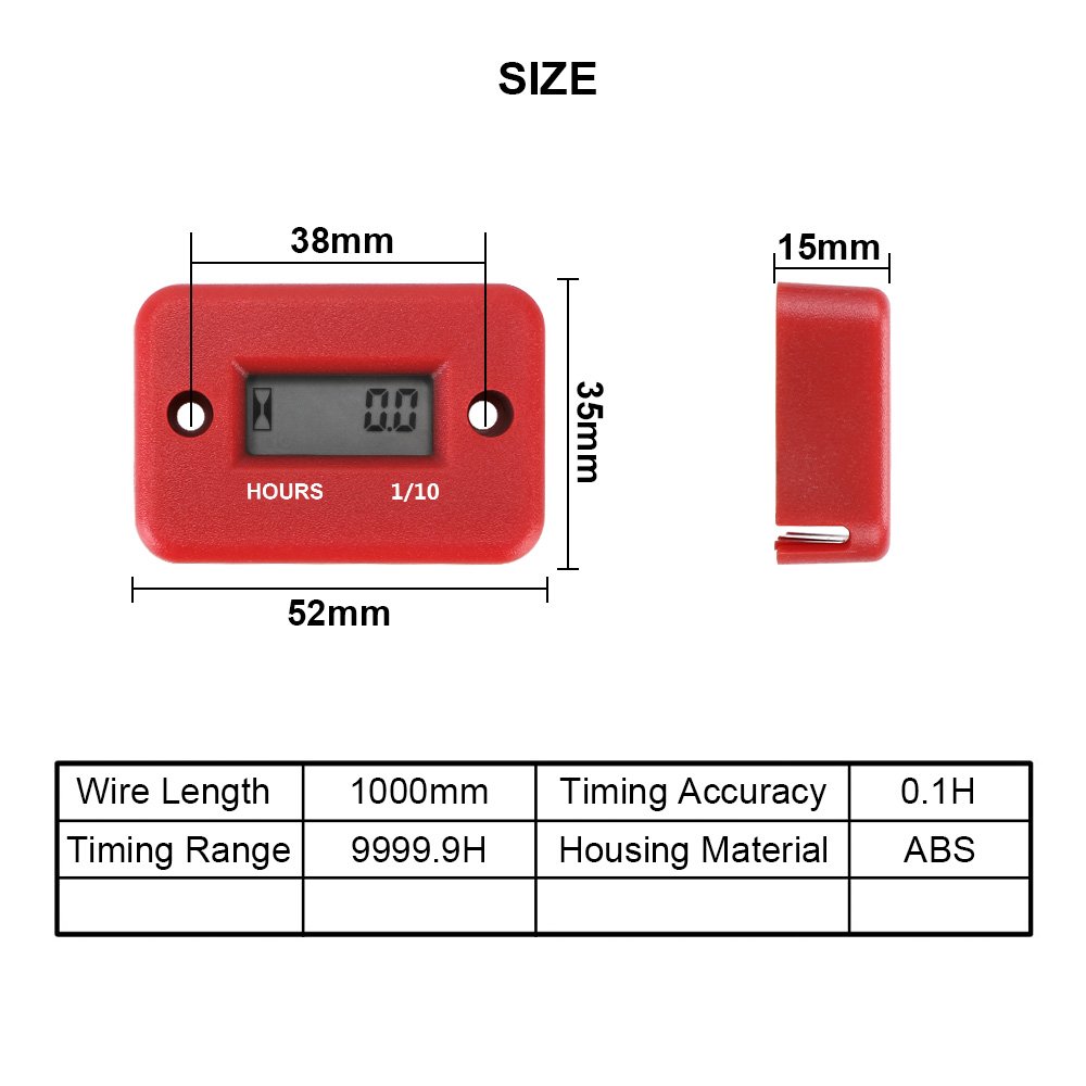 Digital Hour Meter LCD Display Engine Gauge Hour Meter for Motorcycle ATV Gasoline Marine Snowmobile Motorcycle Accessories