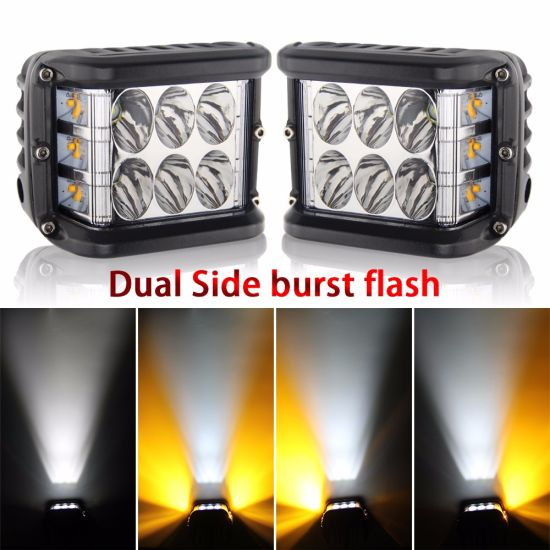 Dual Color 72W LED Work Light Strobe Car Light Bar Flashing Auto Fog Light for Truck SUV ATV 4WD