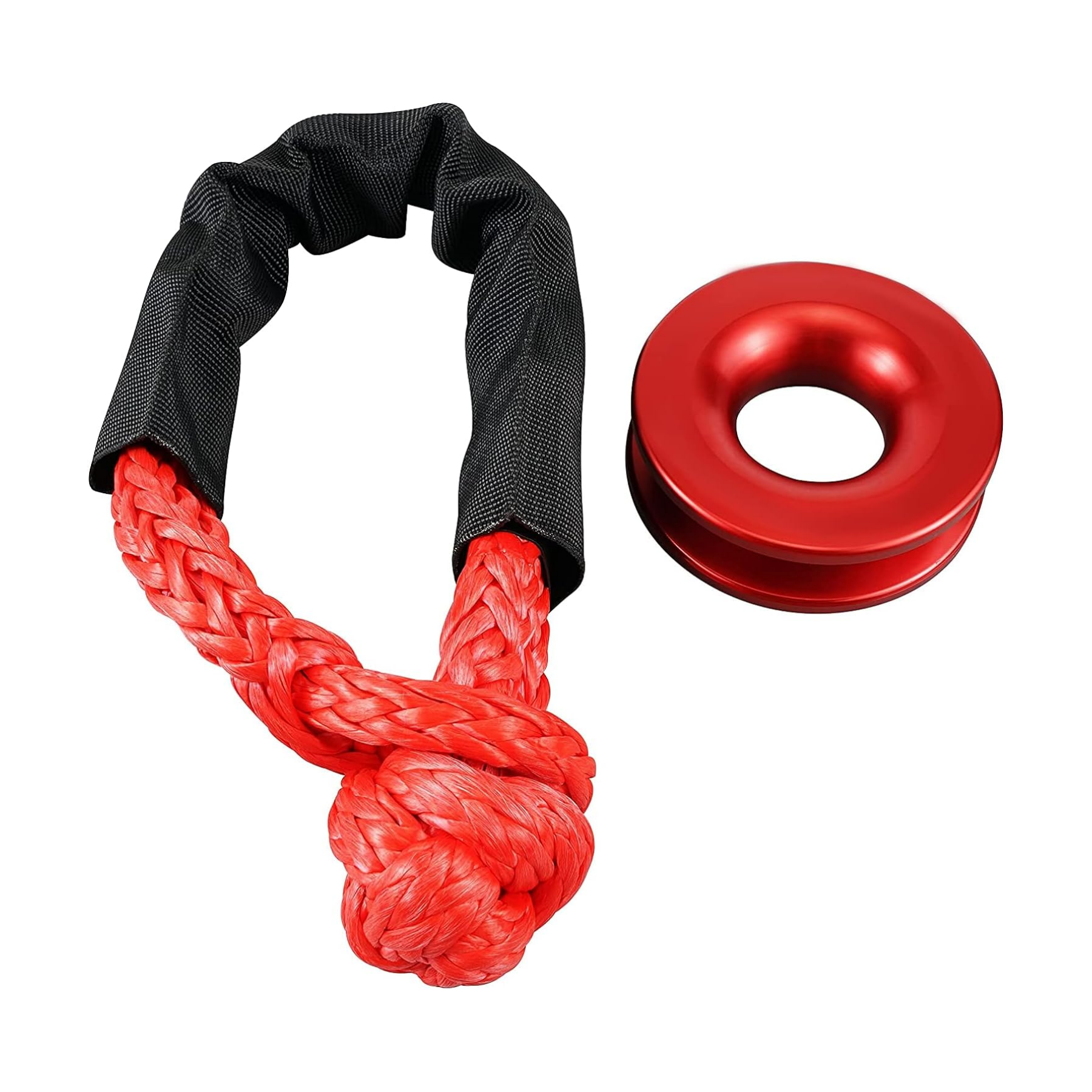 UHMWPE Synthetic Soft Shackle with Aluminium Recovery Ring Emergency Tool Kit for 4x4 Truck SUV ATV UTV