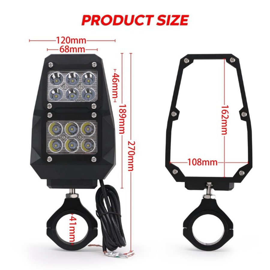 High Quality 1.5"-2" Rear Mirror With Side Cold White Light for ATV UTV Universal