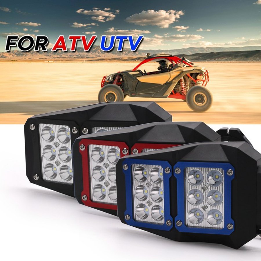 High Quality 1.5"-2" Rear Mirror With Side Cold White Light for ATV UTV Universal