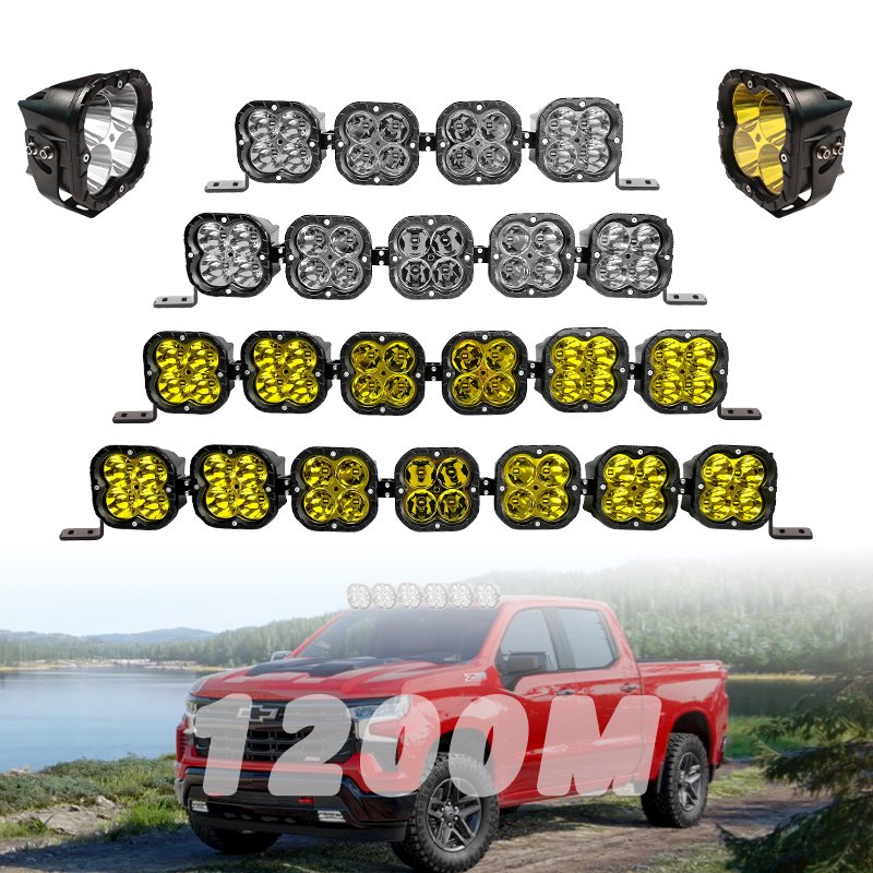 Square Driving Light 7 Pods Off-Road Linkable Roof Fog LED Light Bar with DRL Kit for Utv Atv 4x4 Offroad