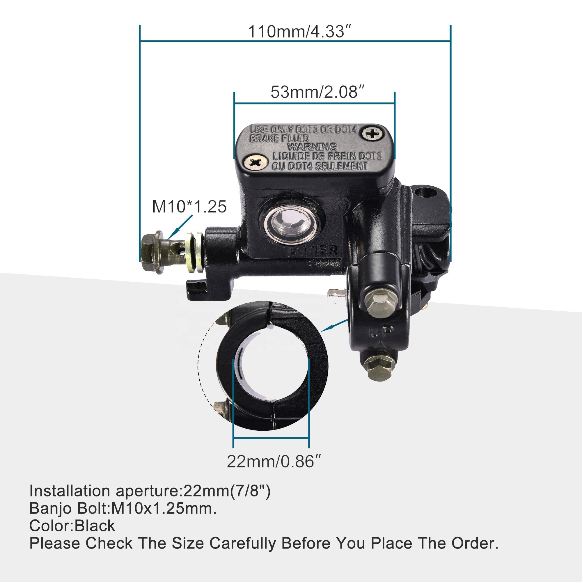 GOOFIT Right Upper Disc Brake Pump Replacement for 50cc 70cc 90cc 110cc 125cc 150cc 200cc 250cc ATV Go Kart