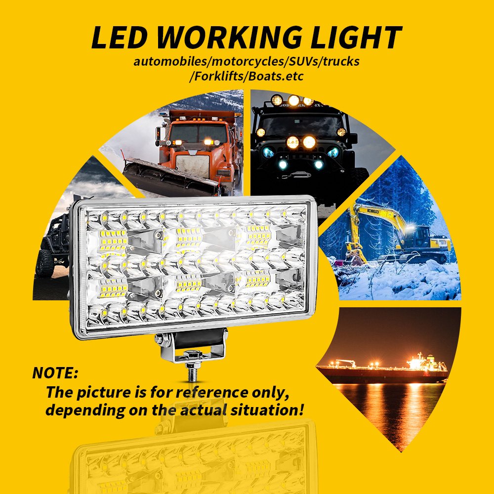 DXZ 9 Inch 66smd Rectang LED Driving Lights Work Lamp High and Low Beam Light Auxiliary Headlamps Agricultural Vehicle ATV Boat