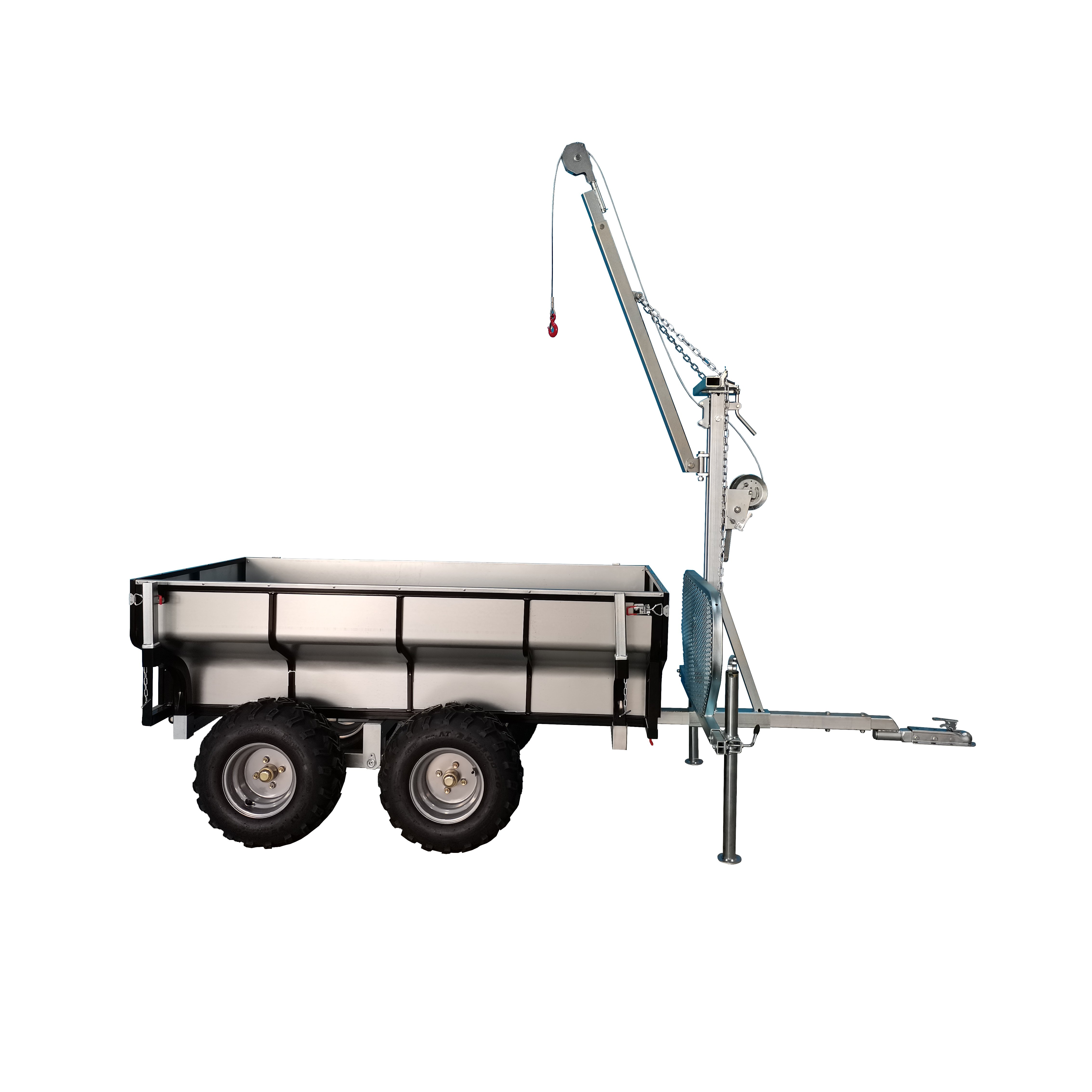 ATV UTV Logging / Dump Trailer with Crane Winch Galvanized Steel BM12600