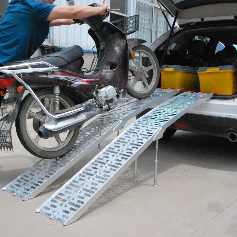 Aluminum Loading Ramp with Support Rod for Motorcycle ATV/UTV Truck Lawnmower
