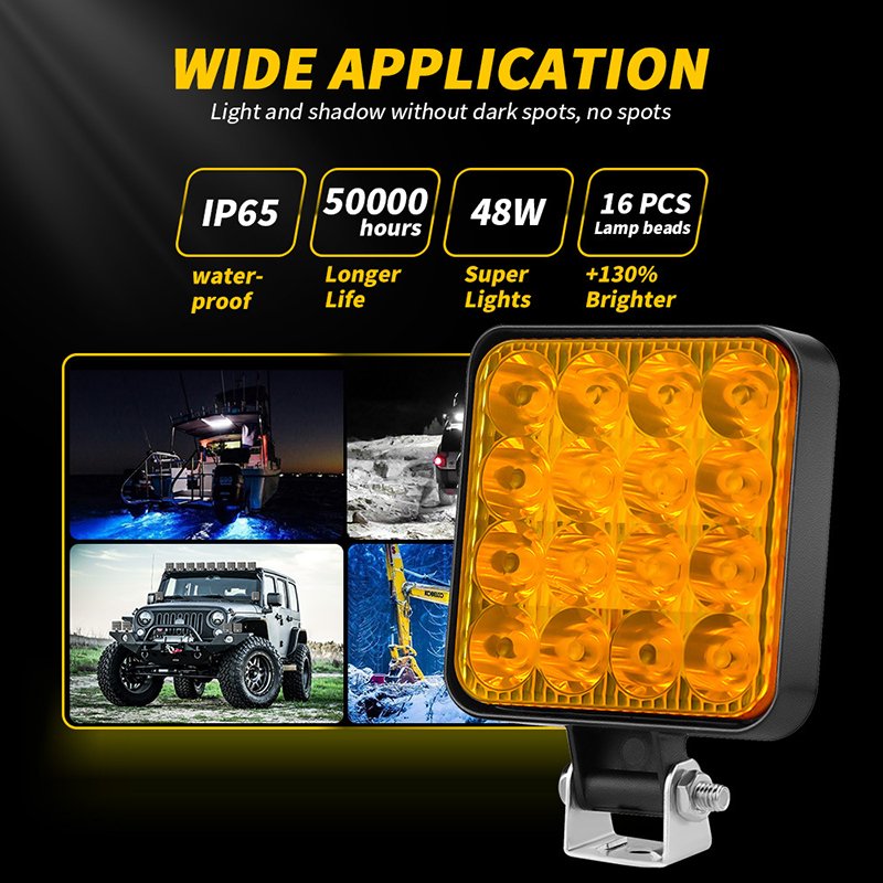 8/6/4/2Pcs Mini Led Work Light Square Spotlight 48W Car Headlight for Truck Offroad Fog Lamp 12/24V Night Drive Working Lights