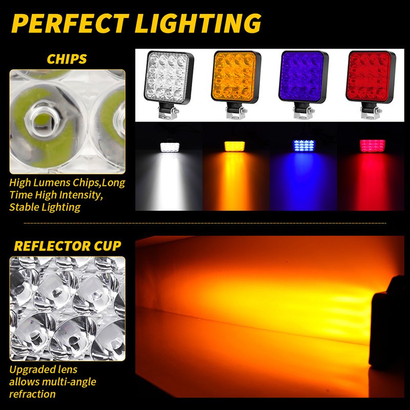 8/6/4/2Pcs Mini Led Work Light Square Spotlight 48W Car Headlight for Truck Offroad Fog Lamp 12/24V Night Drive Working Lights