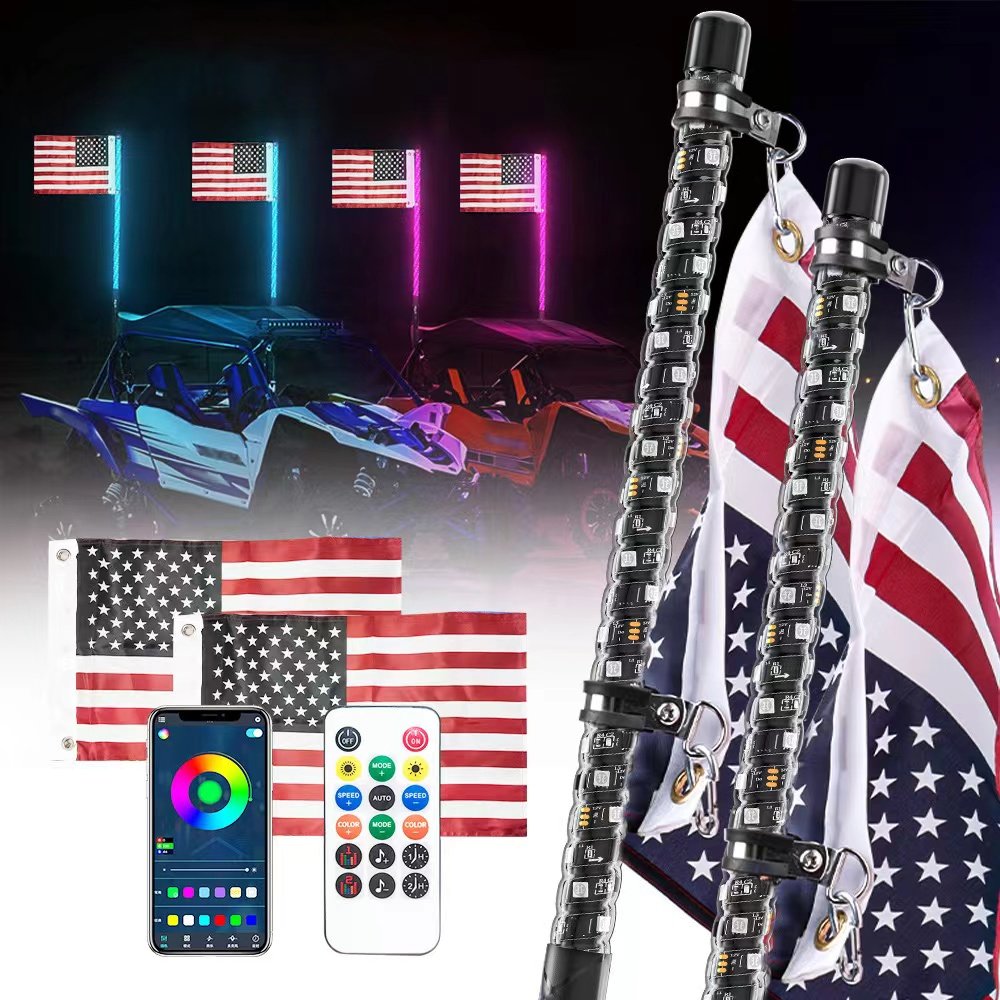 Dual Control LED Flagpole Light for UTV & ATV Modified Off-Road Beach & Horse Racing Flag Light APP Control Driving Lights