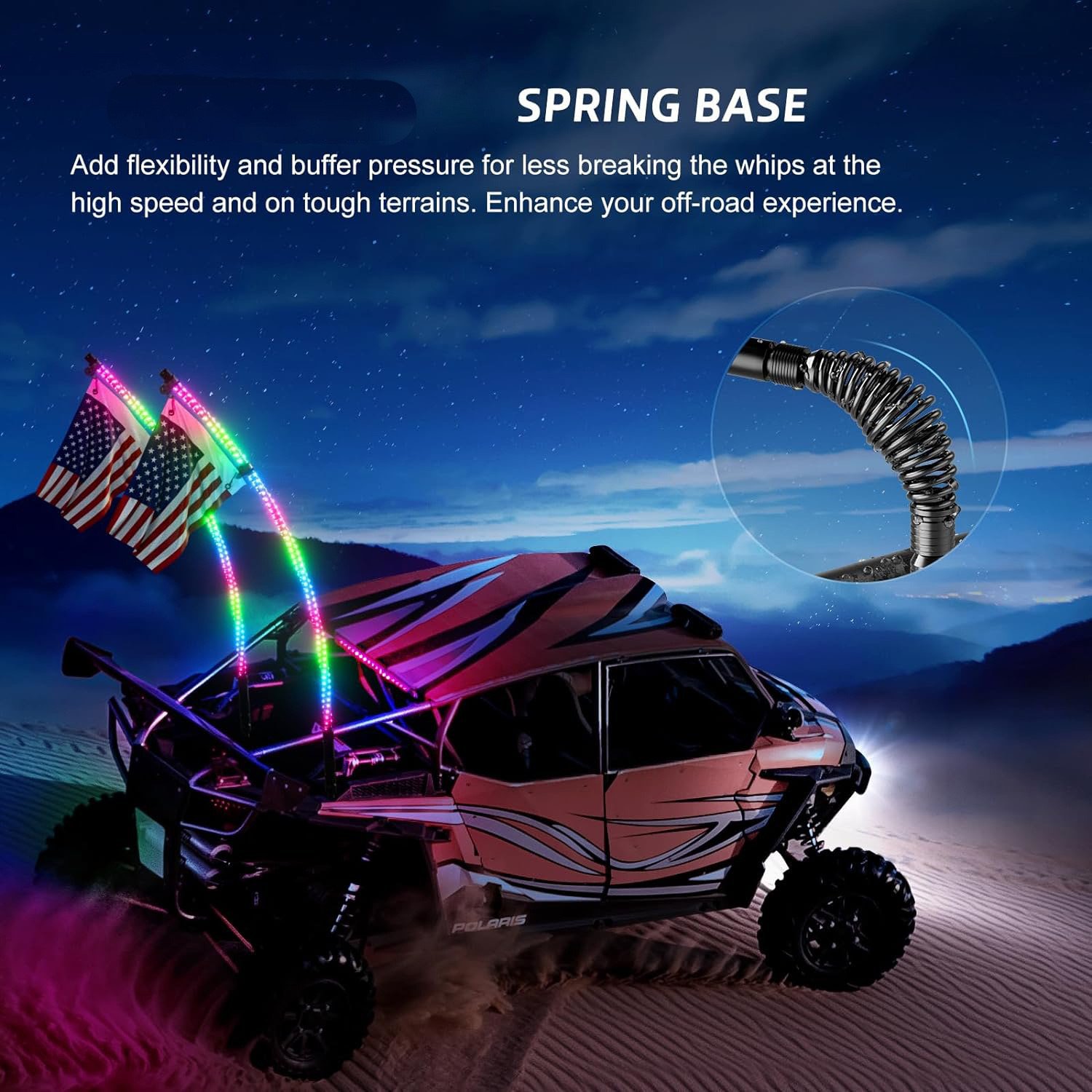 Dual Control LED Flagpole Light for UTV & ATV Modified Off-Road Beach & Horse Racing Flag Light APP Control Driving Lights
