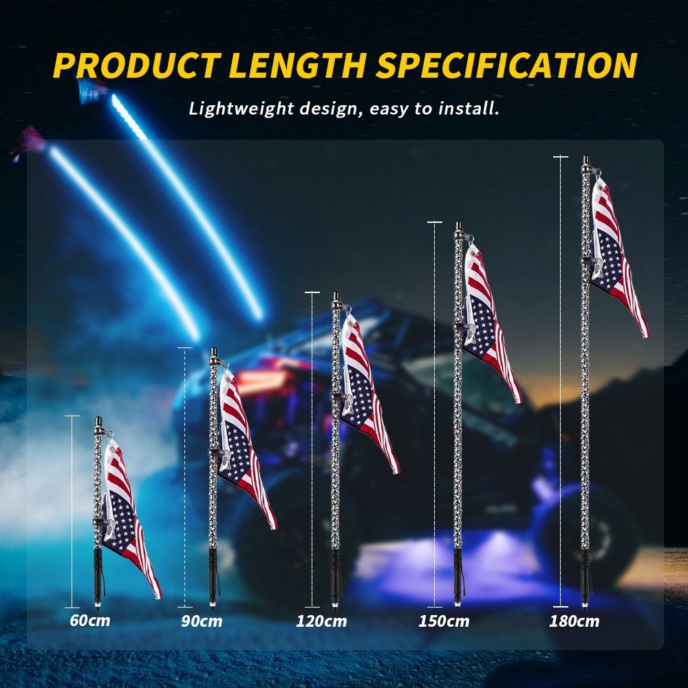 Dual Control LED Flagpole Light for UTV & ATV Modified Off-Road Beach & Horse Racing Flag Light APP Control Driving Lights