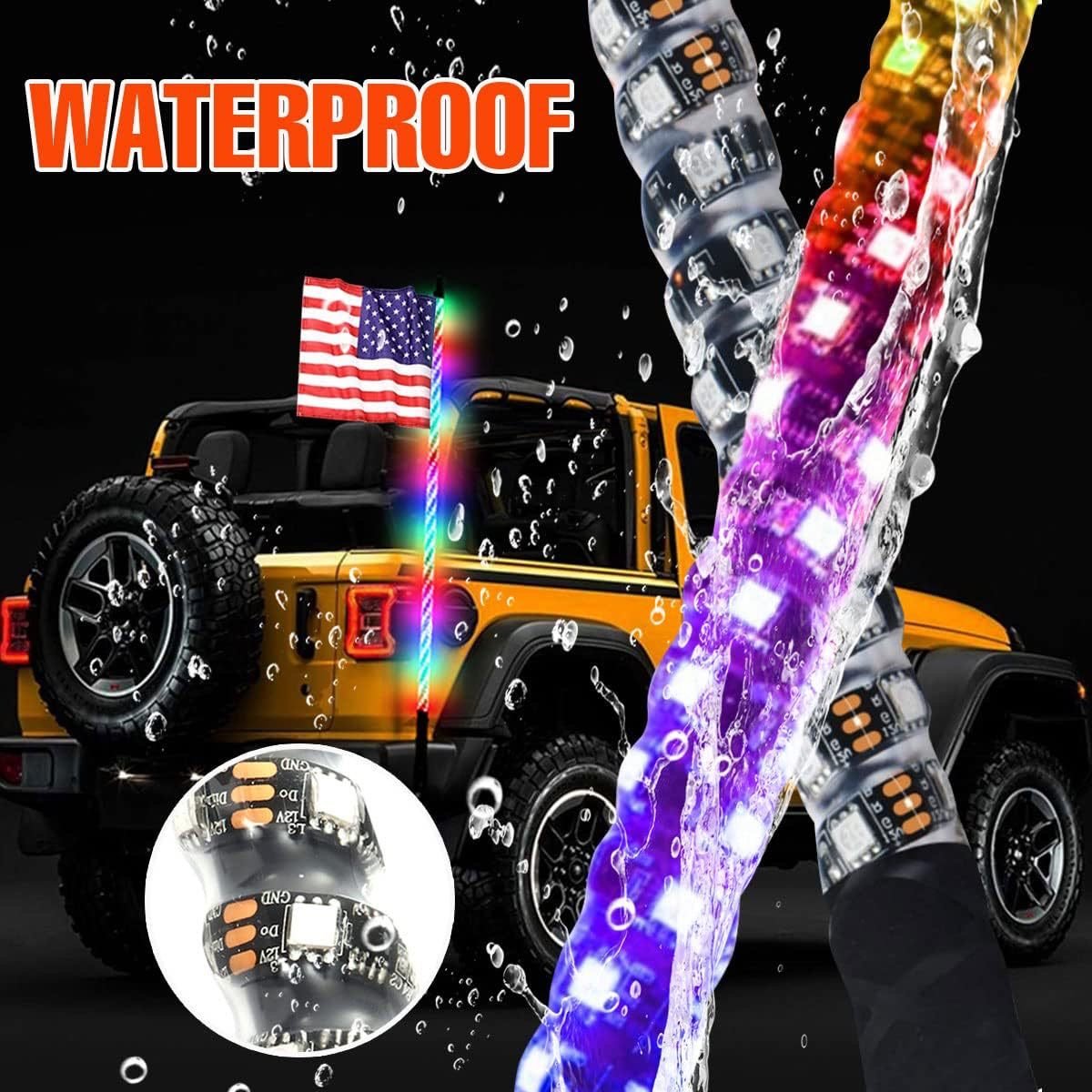 Dual Control LED Flagpole Light for UTV & ATV Modified Off-Road Beach & Horse Racing Flag Light APP Control Driving Lights