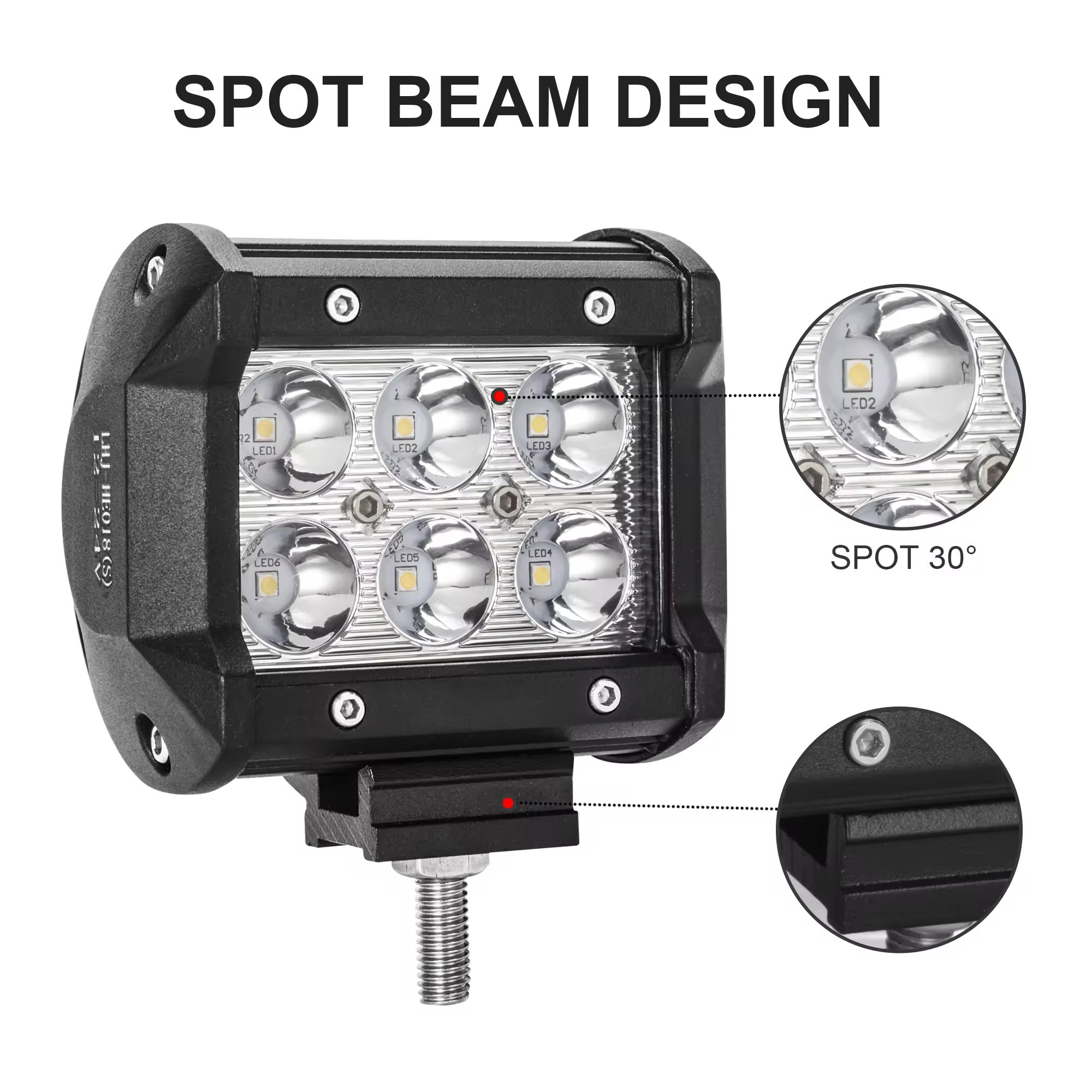 Superbleds 4" 18W LED Work Light Driving Lamp Motorcycle Tractor Boat Off Road 4WD 4x4 SUV ATV Spot Flood Offroad Fog Worklight