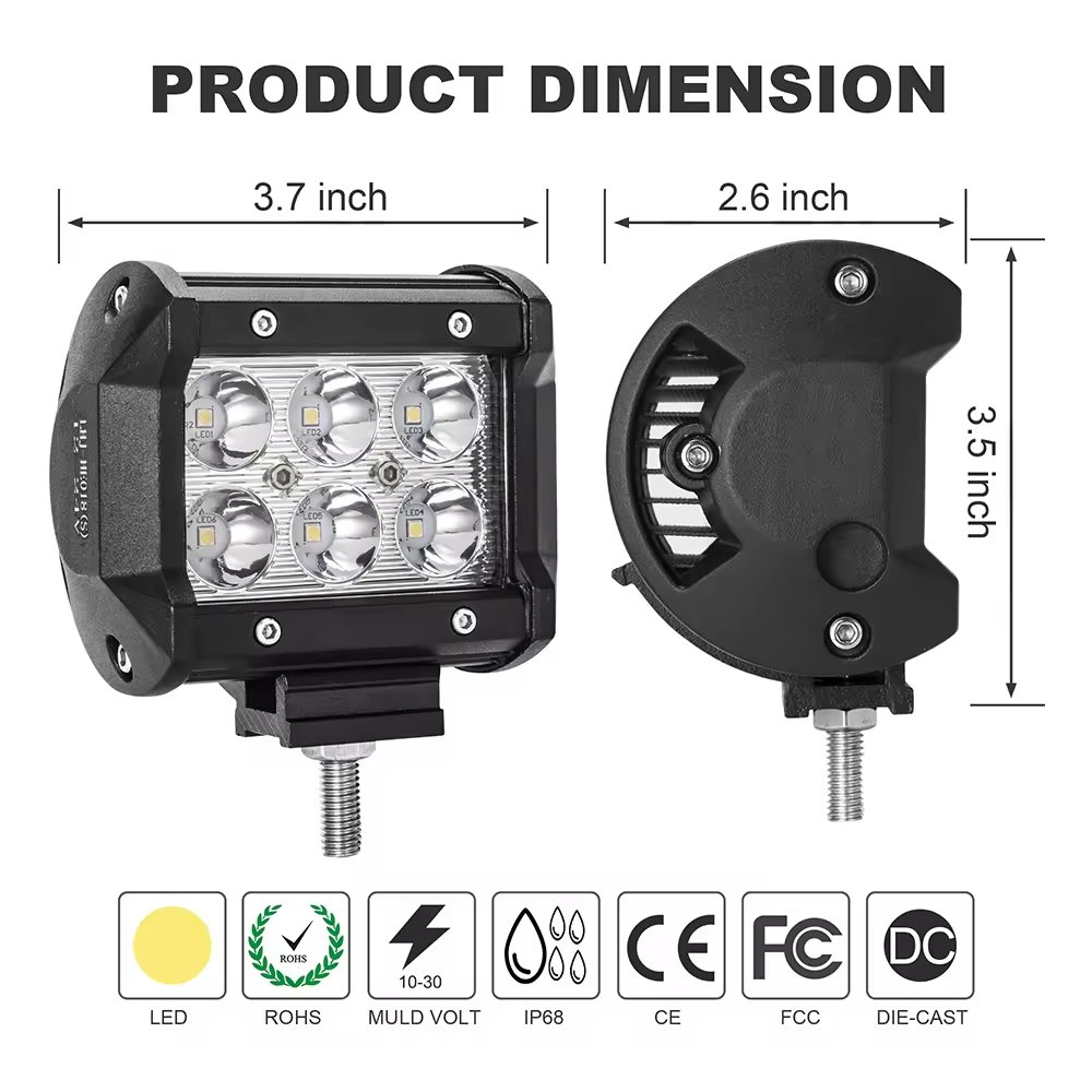 Superbleds 4" 18W LED Work Light Driving Lamp Motorcycle Tractor Boat Off Road 4WD 4x4 SUV ATV Spot Flood Offroad Fog Worklight