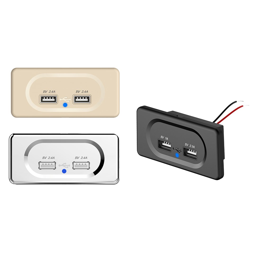 12 Volt USB Socket with Cap Dual Port Quick USB Adapters (PD&Type-C)for Cars Bus RV Boat ATV Truck Panel Mount