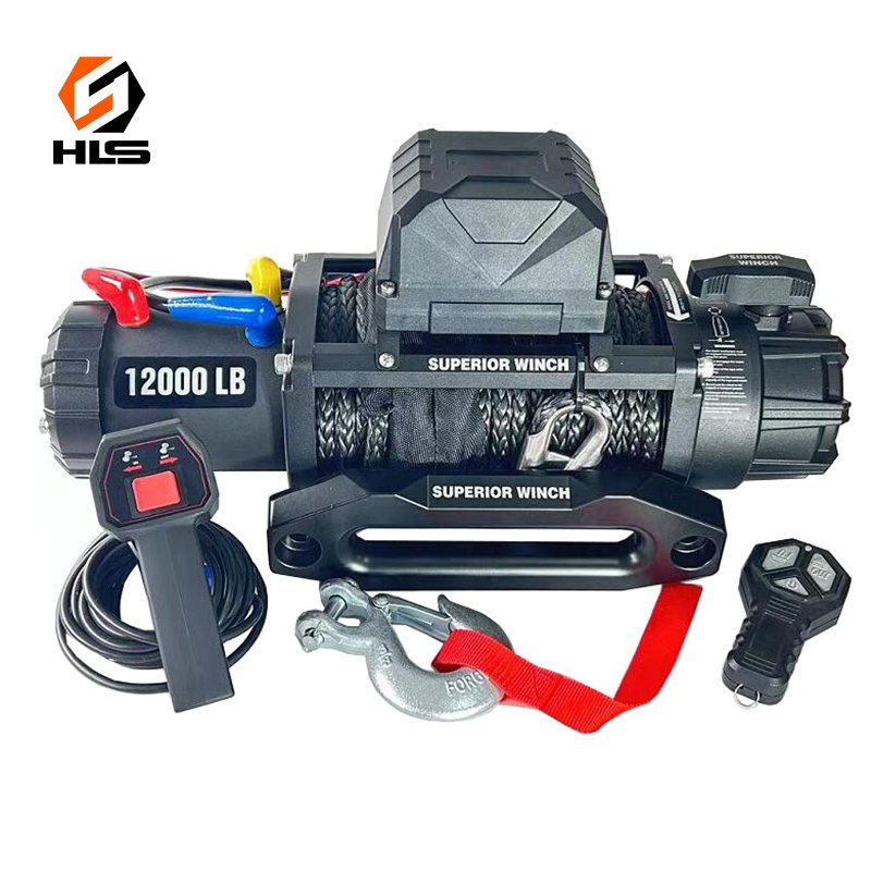 Electric Whinch 12000lbs 12 Volts Off Road Heavy Duty 4 Inch Polyester Strap Cargo Lash OFFROAD Winch