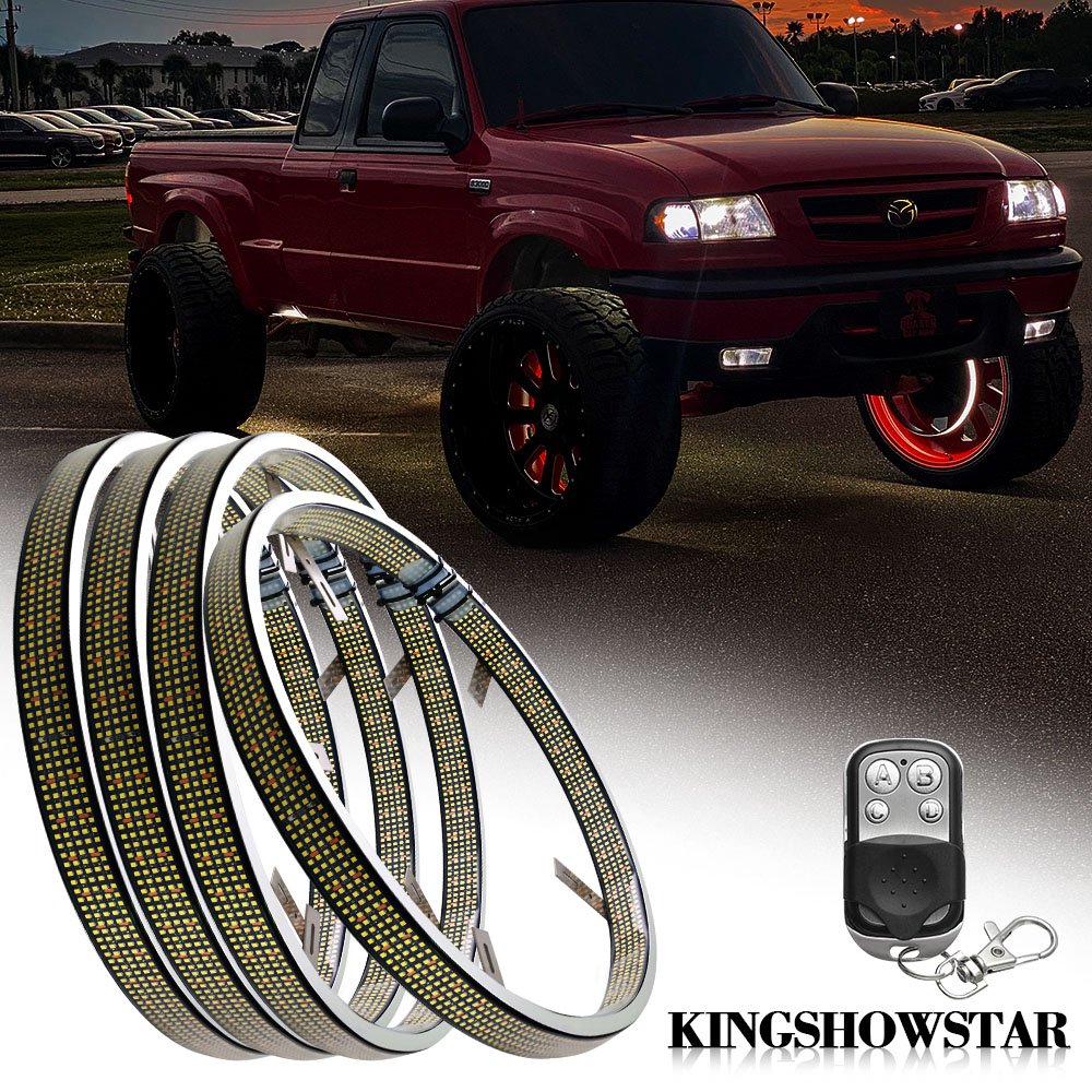 KingShowstar 20inch 10 Row 5 Row Inside 5 Row Outside Truck Light System Led Wheel Lights for Truck Car Atv Pick up