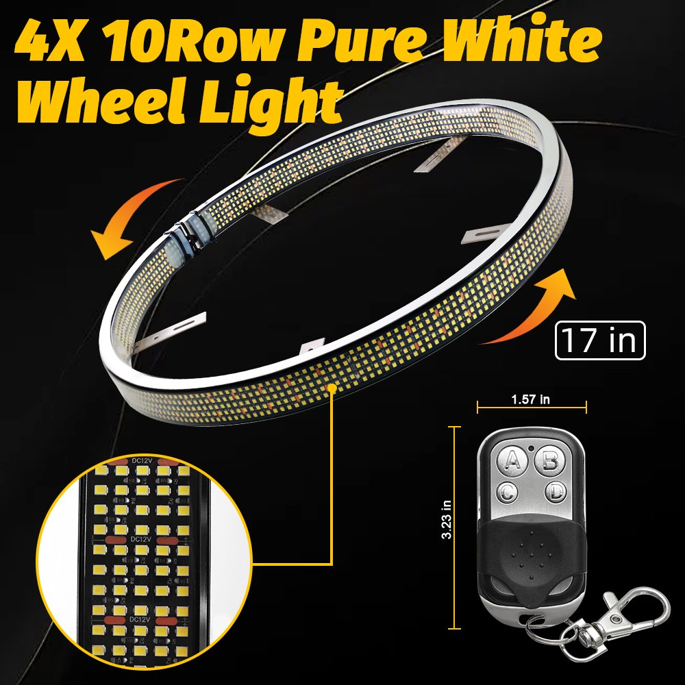 KingShowstar 20inch 10 Row 5 Row Inside 5 Row Outside Truck Light System Led Wheel Lights for Truck Car Atv Pick up