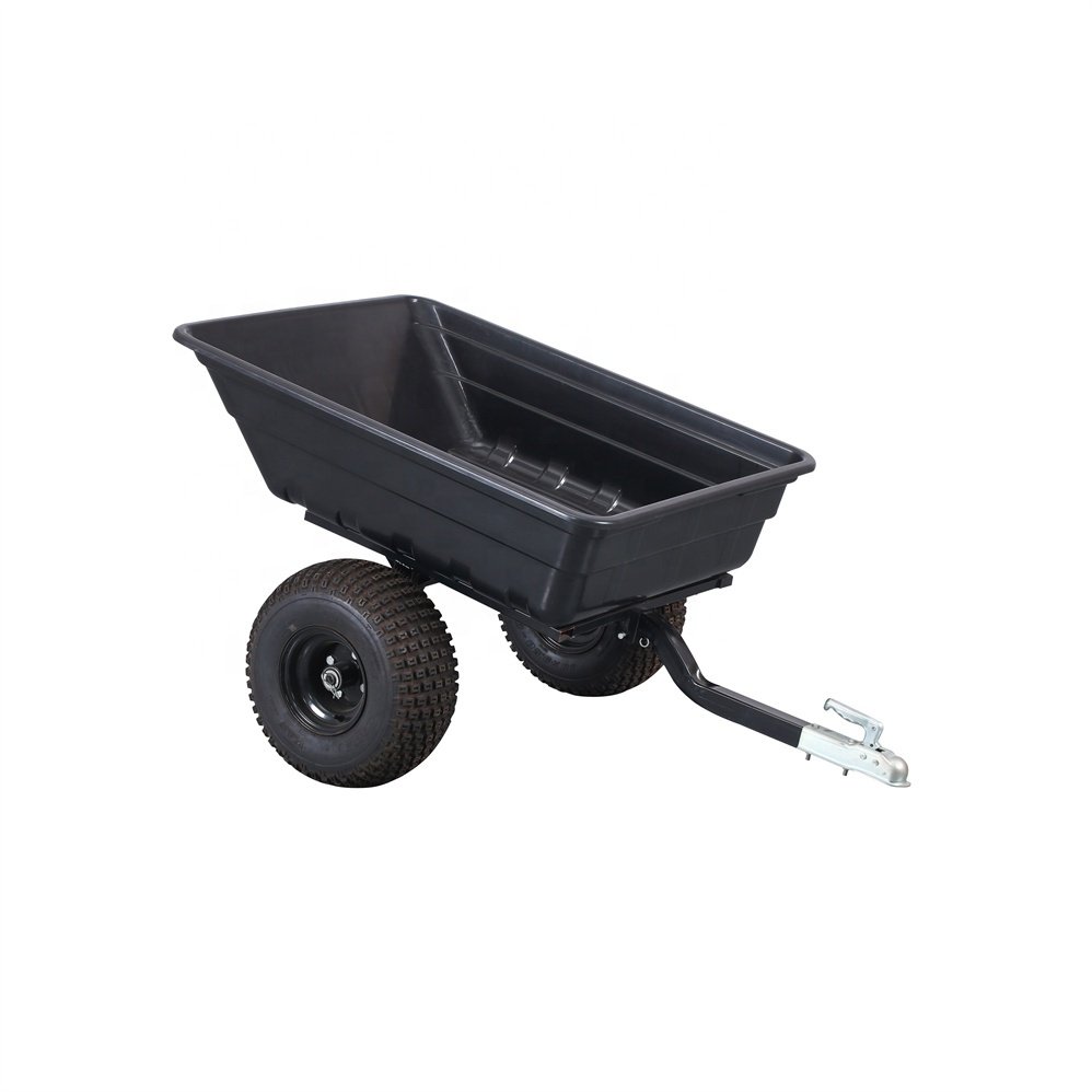 650 Lbs Capacity Swivel Dump Cart for ATV Tow Behind Plywood Trailers 10 Cuft Poly Tray