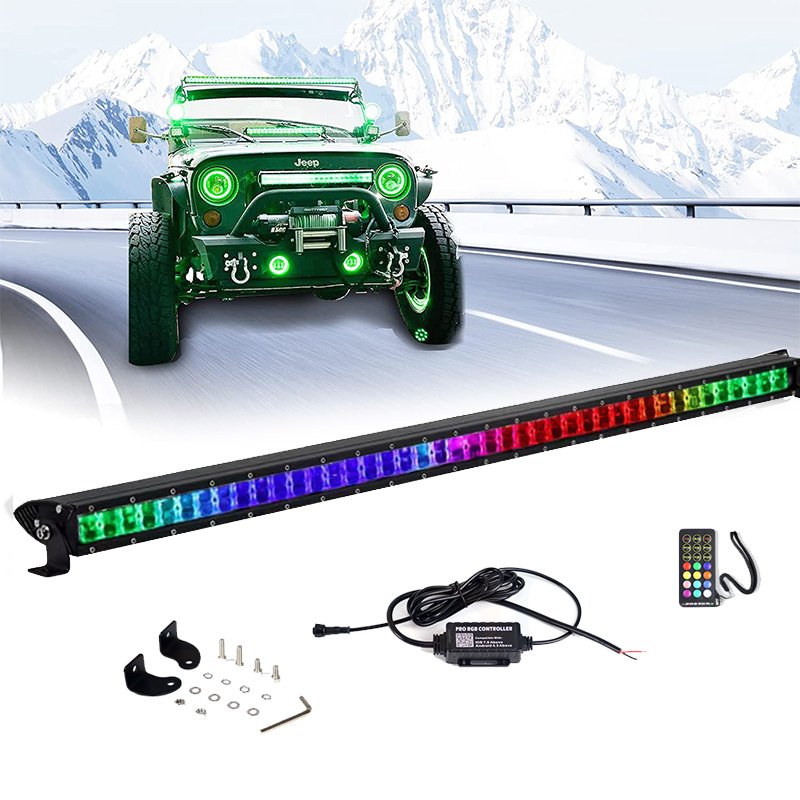 LED Light Bar RGB Chase Bright Double Row 32 42 50 Inch for Jeep ATV UTV 4x4 SxS Offroad Truck Pickup