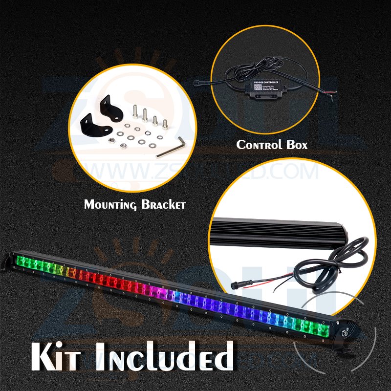 LED Light Bar RGB Chase Bright Double Row 32 42 50 Inch for Jeep ATV UTV 4x4 SxS Offroad Truck Pickup