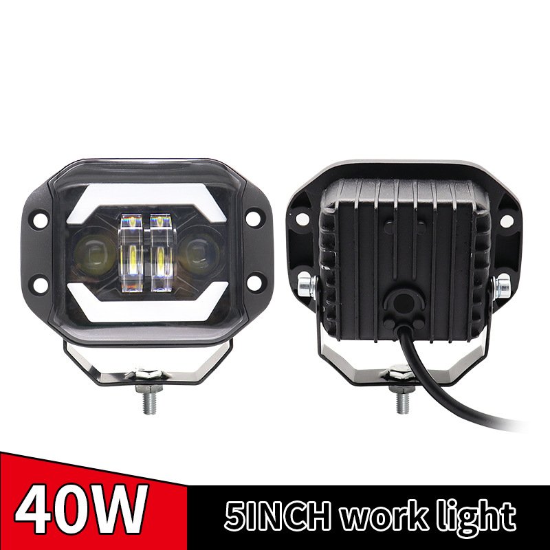 Superbleds White Amber LED Pods Headlight Flush Mount Off Road Angel Eye Fog Lights Auxiliary Car Work Lights 12V 24V Truck ATV