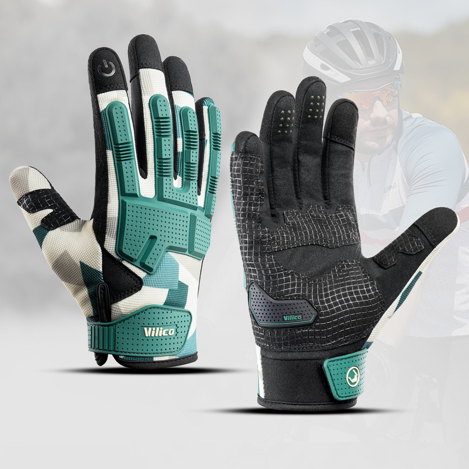 MTB Mountain Bike Gloves with Touchscreen & Thicken EVA Padded TPR Knuckle Protection BMX MX ATV Motorcycle Sports Gym Cycling