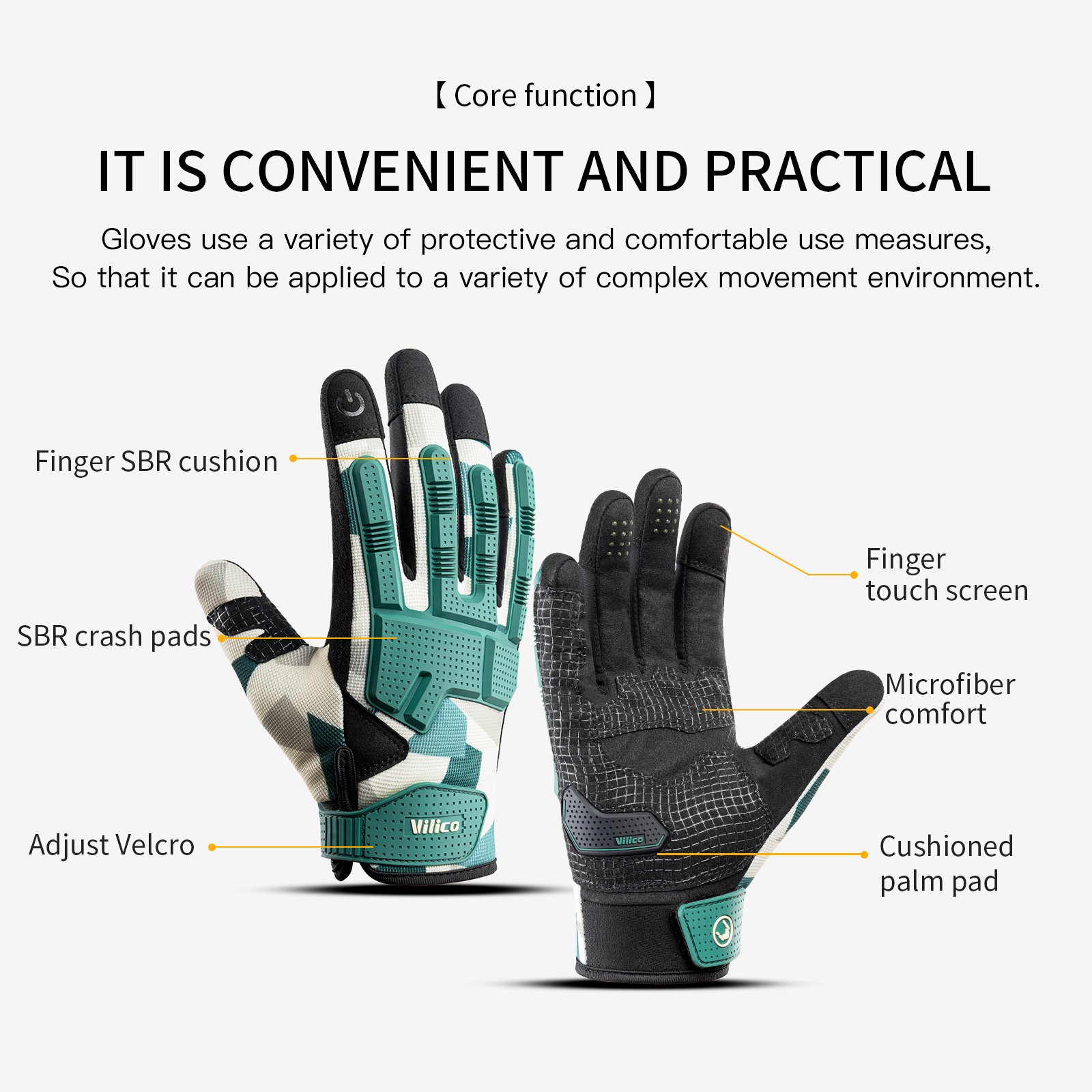 MTB Mountain Bike Gloves with Touchscreen & Thicken EVA Padded TPR Knuckle Protection BMX MX ATV Motorcycle Sports Gym Cycling