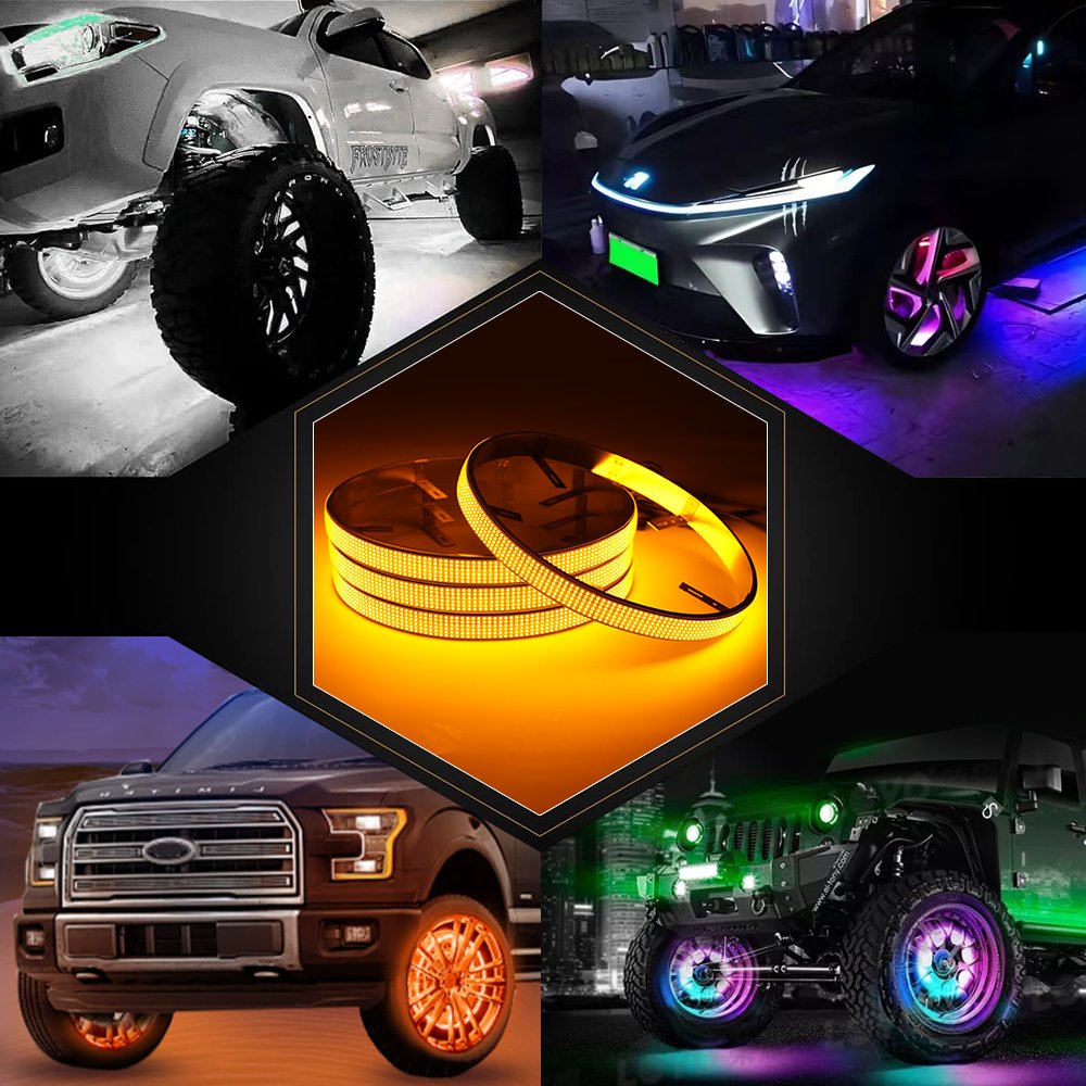 Kingshowstar 4 Row Magic Light Auto Accessories 15 17 RGB Dream Chasing Color Off-road LED Wheel Rim Light for Truck ATV Car