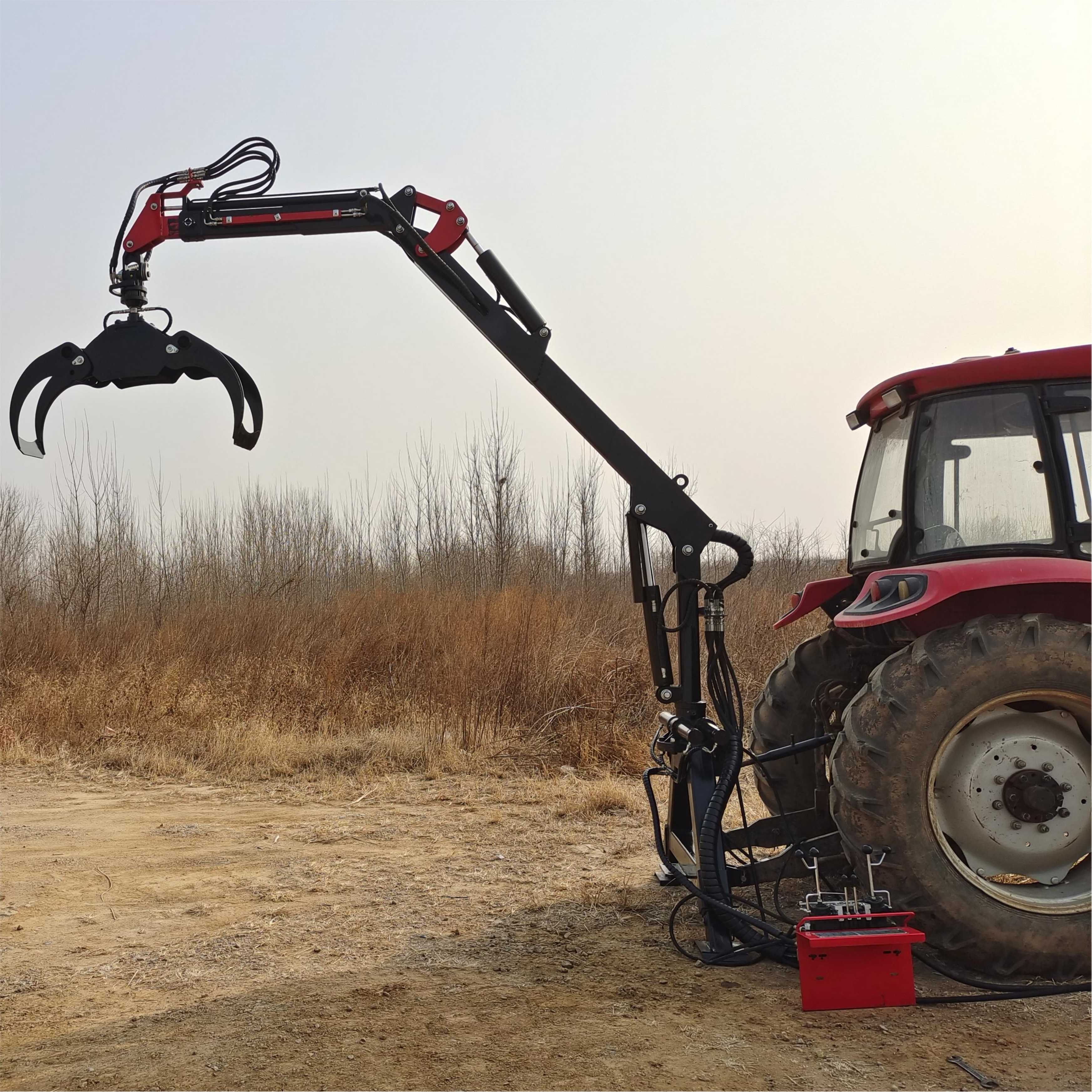 Bossworth Small Hydraulic Timber Wood Log Trailer Loader Crane for Tractor Attachments