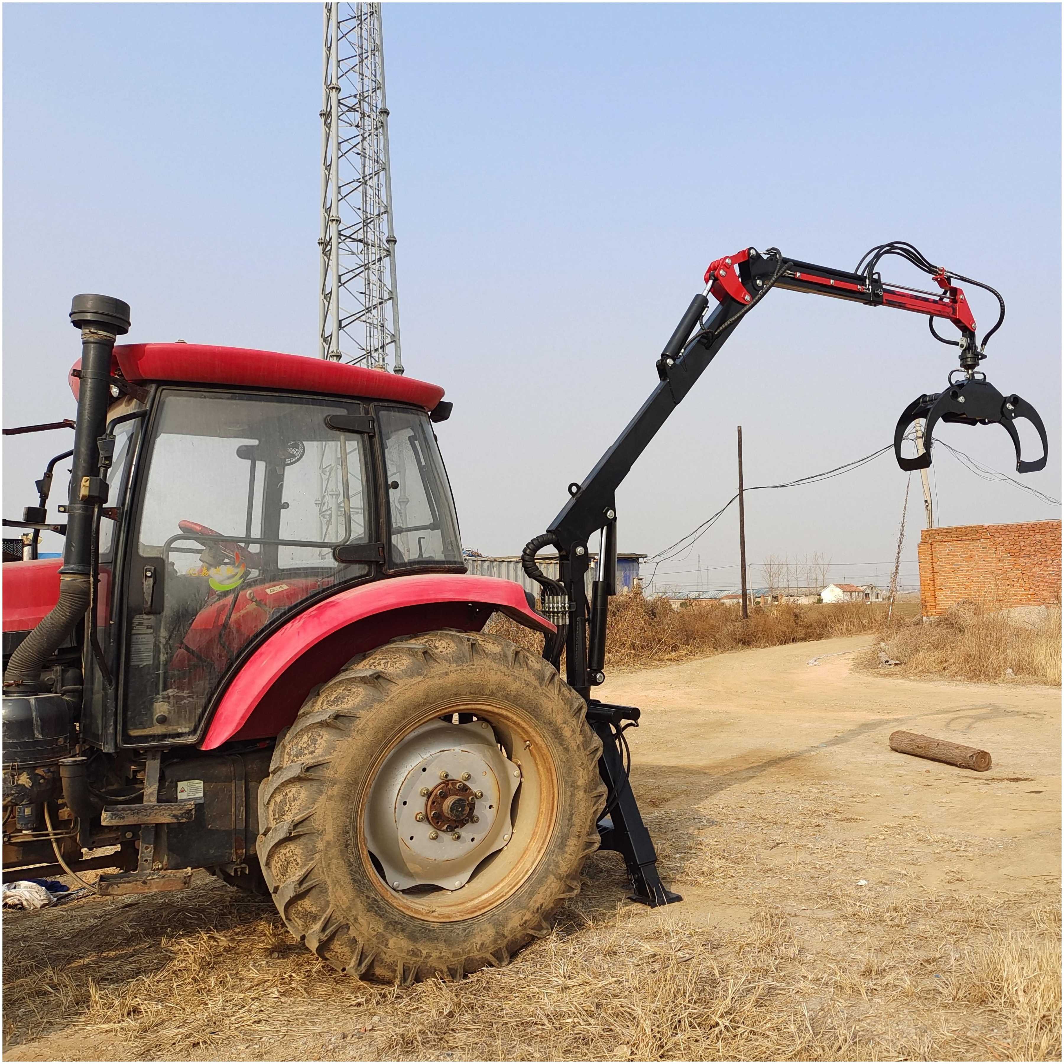 Bossworth Small Hydraulic Timber Wood Log Trailer Loader Crane for Tractor Attachments