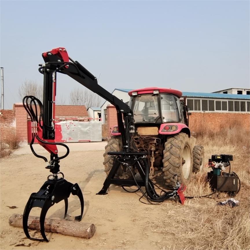 Bossworth Small Hydraulic Timber Wood Log Trailer Loader Crane for Tractor Attachments