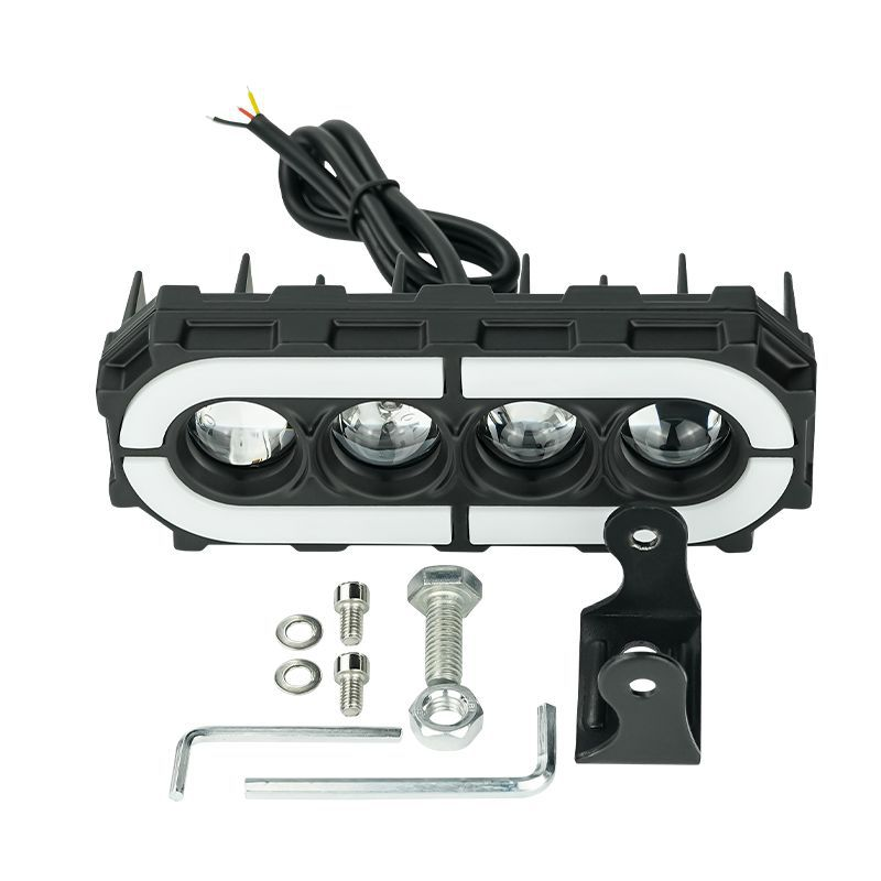 58W Dual Color LED Work Light Bar 4 Lens Angel Eyes Fog Lamp Off-road Driving Light Motorcycle Spotlight for Car Truck ATV