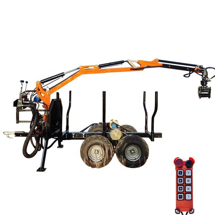 Best Sale 4 Wheel Drive Quad Towable Log Loader Forester Trailer ATV Timber Trailer for Farm Tractor