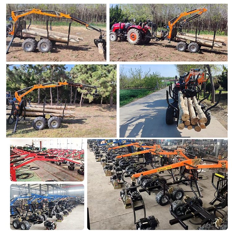 Best Sale 4 Wheel Drive Quad Towable Log Loader Forester Trailer ATV Timber Trailer for Farm Tractor