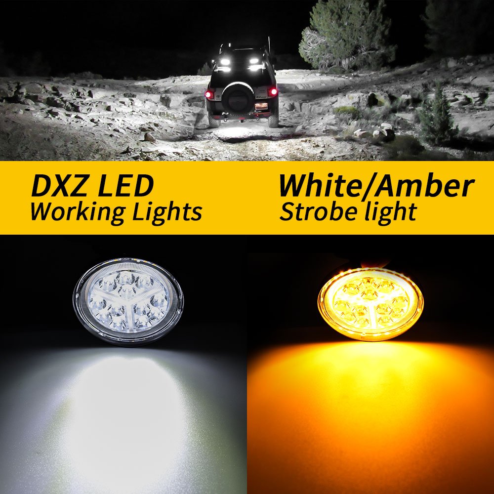 DXZ LED Tractor LIGHTS 4Inch Round 12LED Work Light 12V With signal Light 4x4 Tractor Headlight Spotlight for Truck ATV Atv
