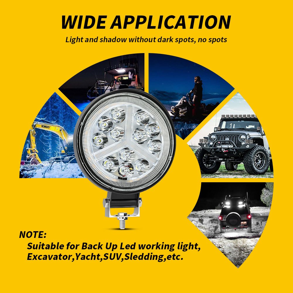 DXZ LED Tractor LIGHTS 4Inch Round 12LED Work Light 12V With signal Light 4x4 Tractor Headlight Spotlight for Truck ATV Atv