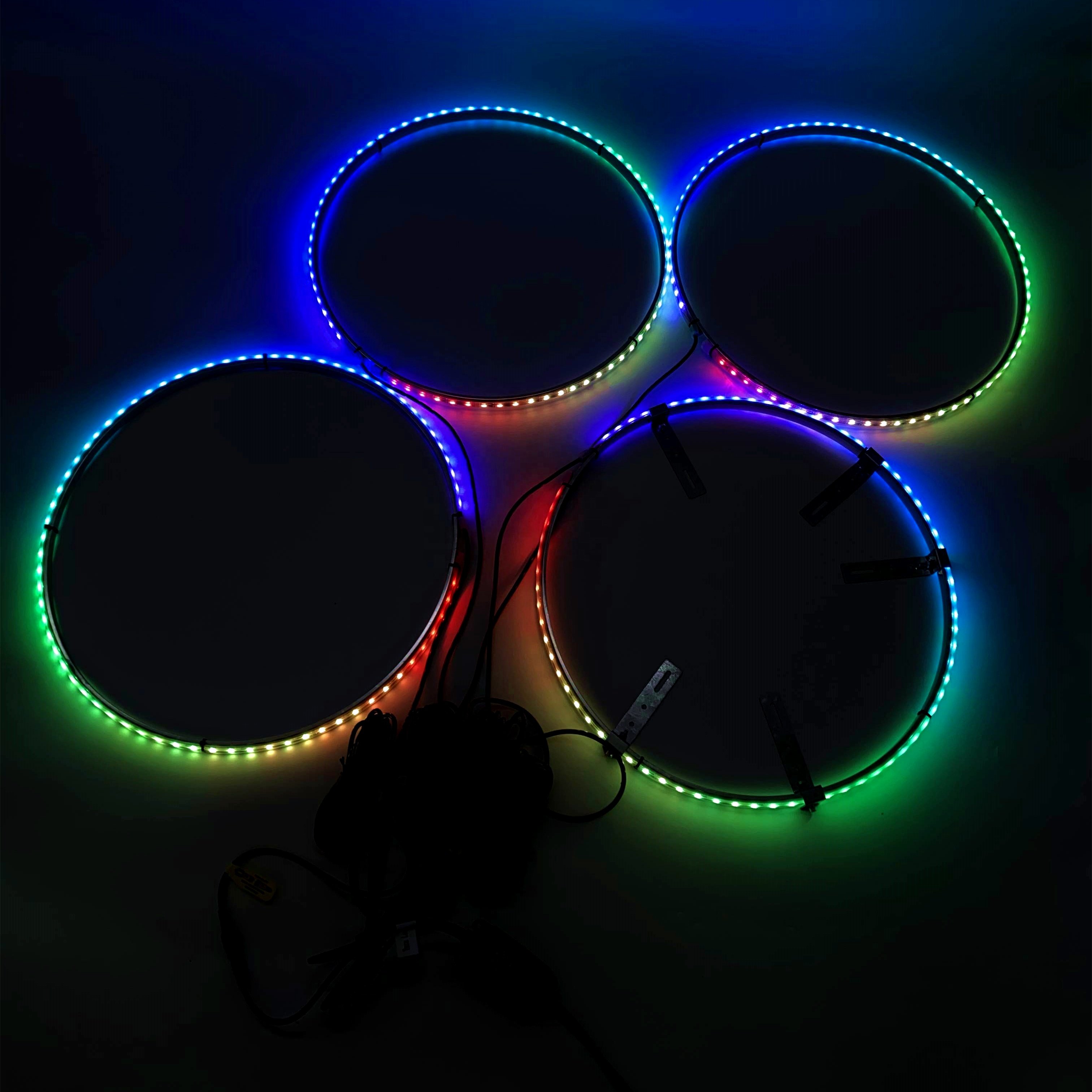 WD 17.5 Inch ATV/UTV LED Wheel Ring Light Kit with Remote & App Control, Turn Signal & Brake Light, Guangdong Made