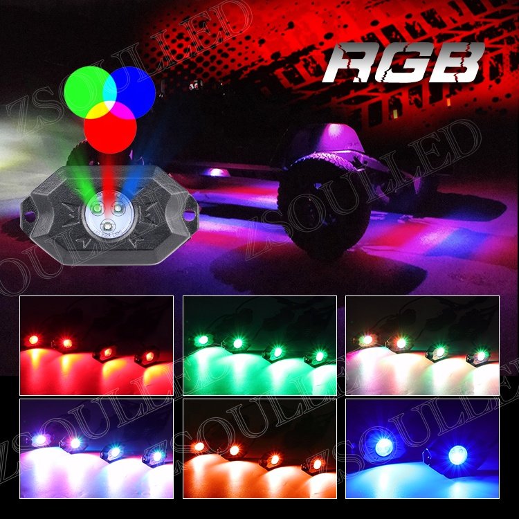 IP67 Waterproof Auto APP Control Offroad Truck 4x4 RGB Aluminum Housing Led Rock Light 4pods 6pods 8pods 12pods