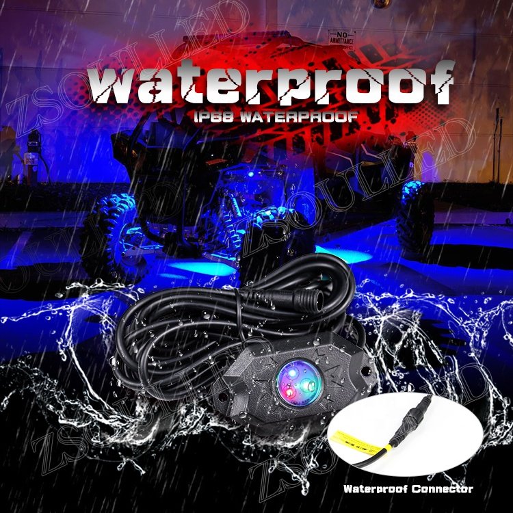 IP67 Waterproof Auto APP Control Offroad Truck 4x4 RGB Aluminum Housing Led Rock Light 4pods 6pods 8pods 12pods
