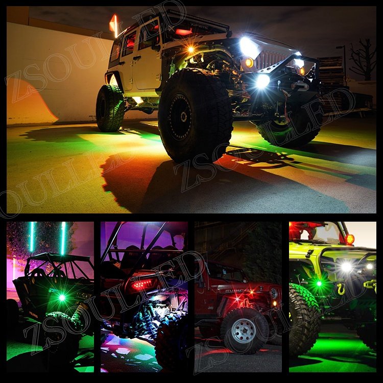 IP67 Waterproof Auto APP Control Offroad Truck 4x4 RGB Aluminum Housing Led Rock Light 4pods 6pods 8pods 12pods