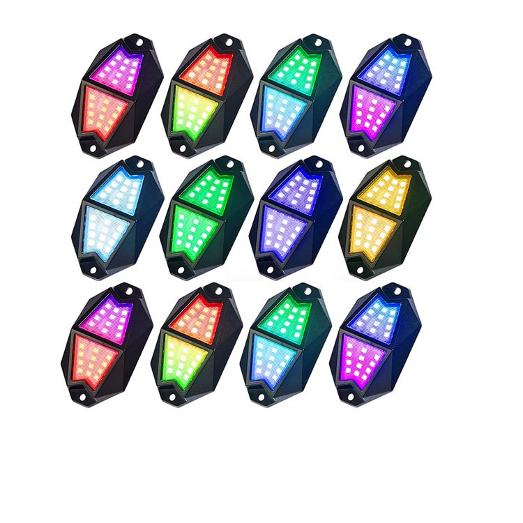 4 6 8 12 Pods Underglow Light APP and Remote Control Music Neon Off-road Rock Light Kit RGB Chasing LED Rock Lights for Car ATV