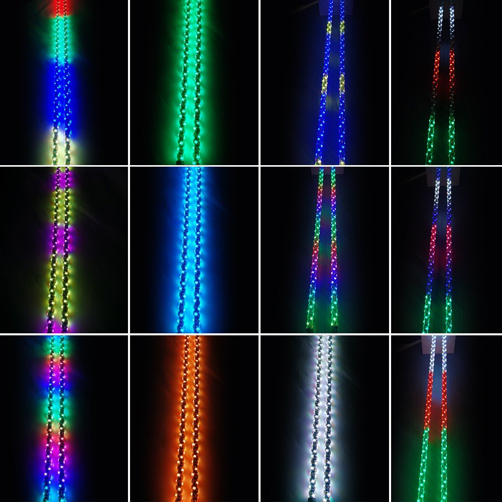 Remote Control RGB Chase 360 Degree Spiral LED Antenna Whip Lights with Spring Base for UTV Off-Road Vehicle ATV RZR
