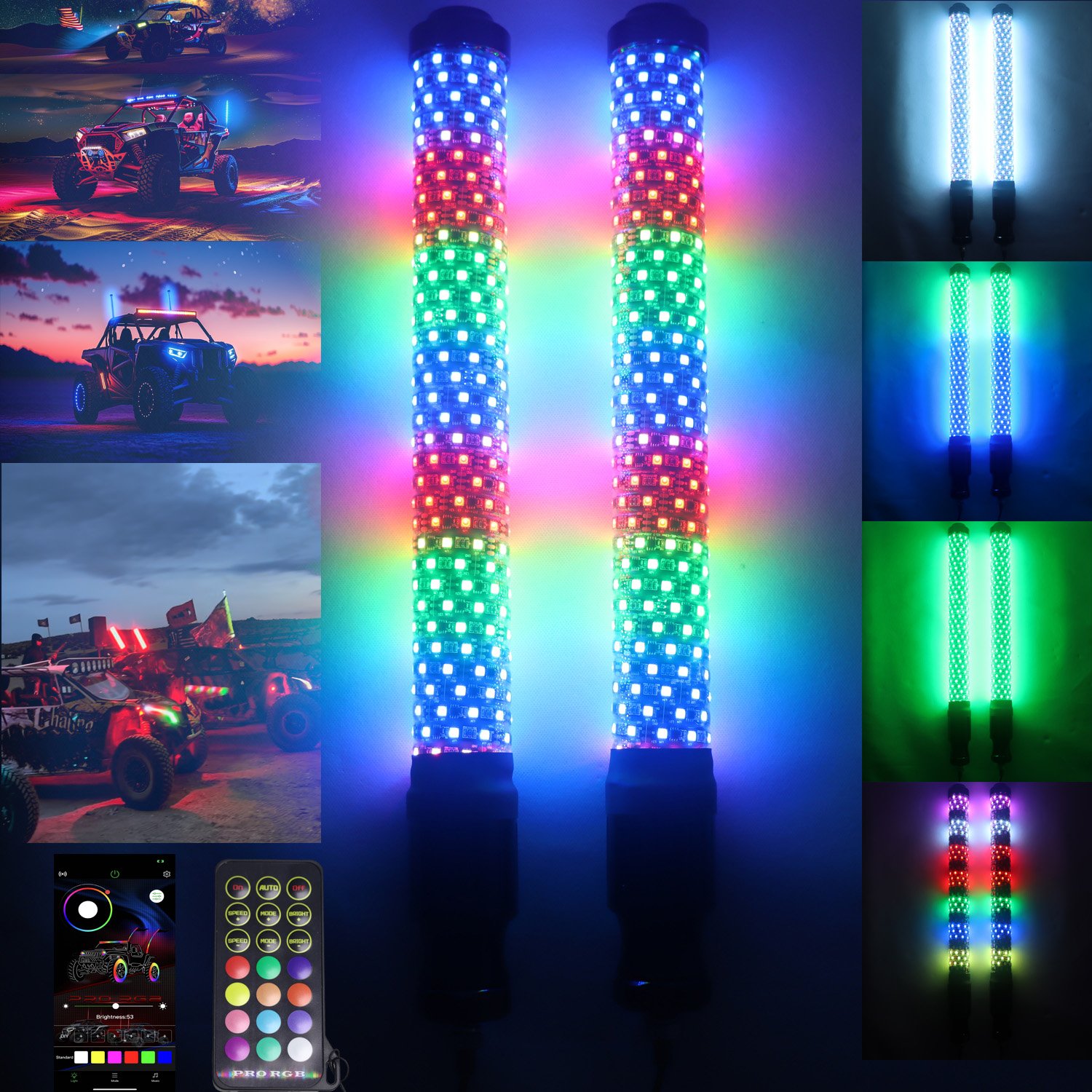 High Quality LED Tail Lights Whip FAT LED ATV Whip Lights for Off-Road Vehicles UTVs